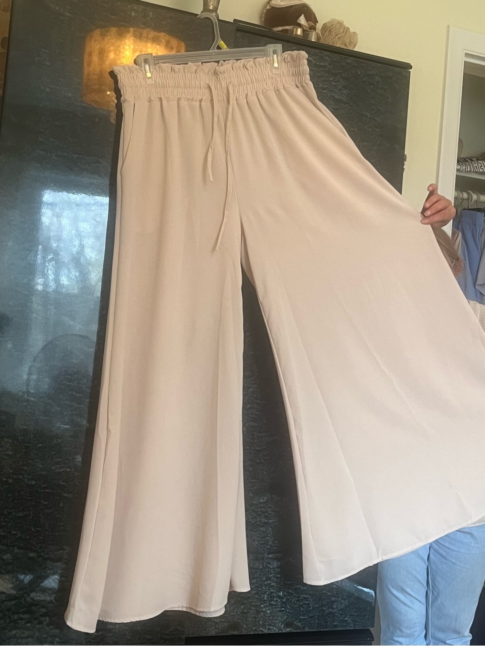 Blush Pink-Beige Wide Leg Palazzo Pants